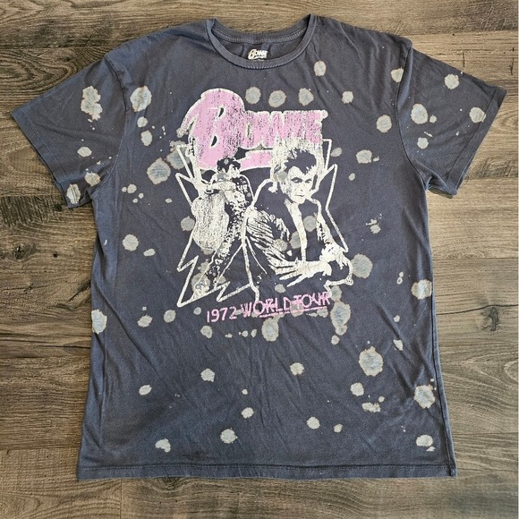 szS David Bowie 1972 World Tour Tee Retro Bleached Distressed Rock & Roll Tshirt - Picture 8 of 8